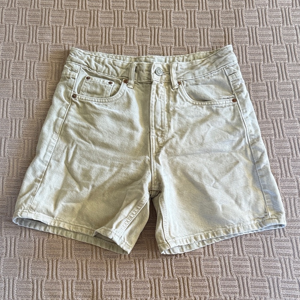 Zara Light Cream Denim Jean Shorts